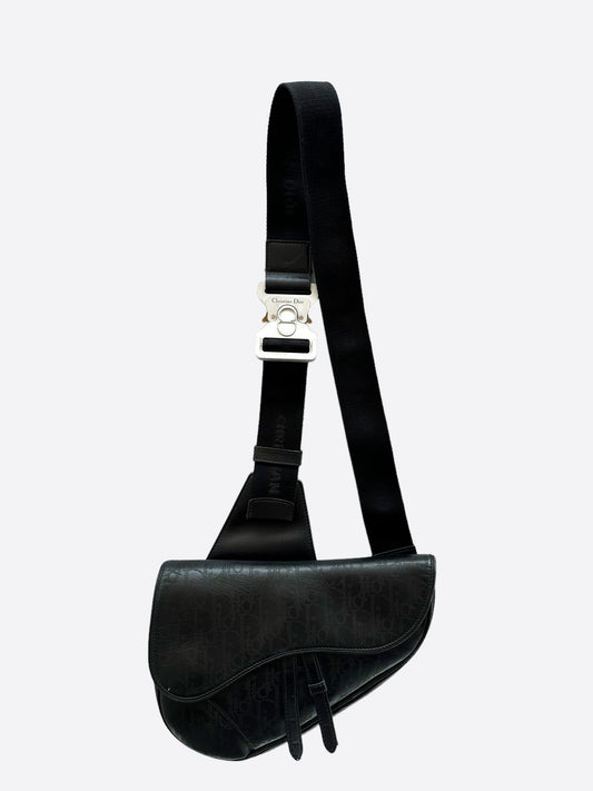 Dior Black Oblique Galaxy Leather Saddle Bag