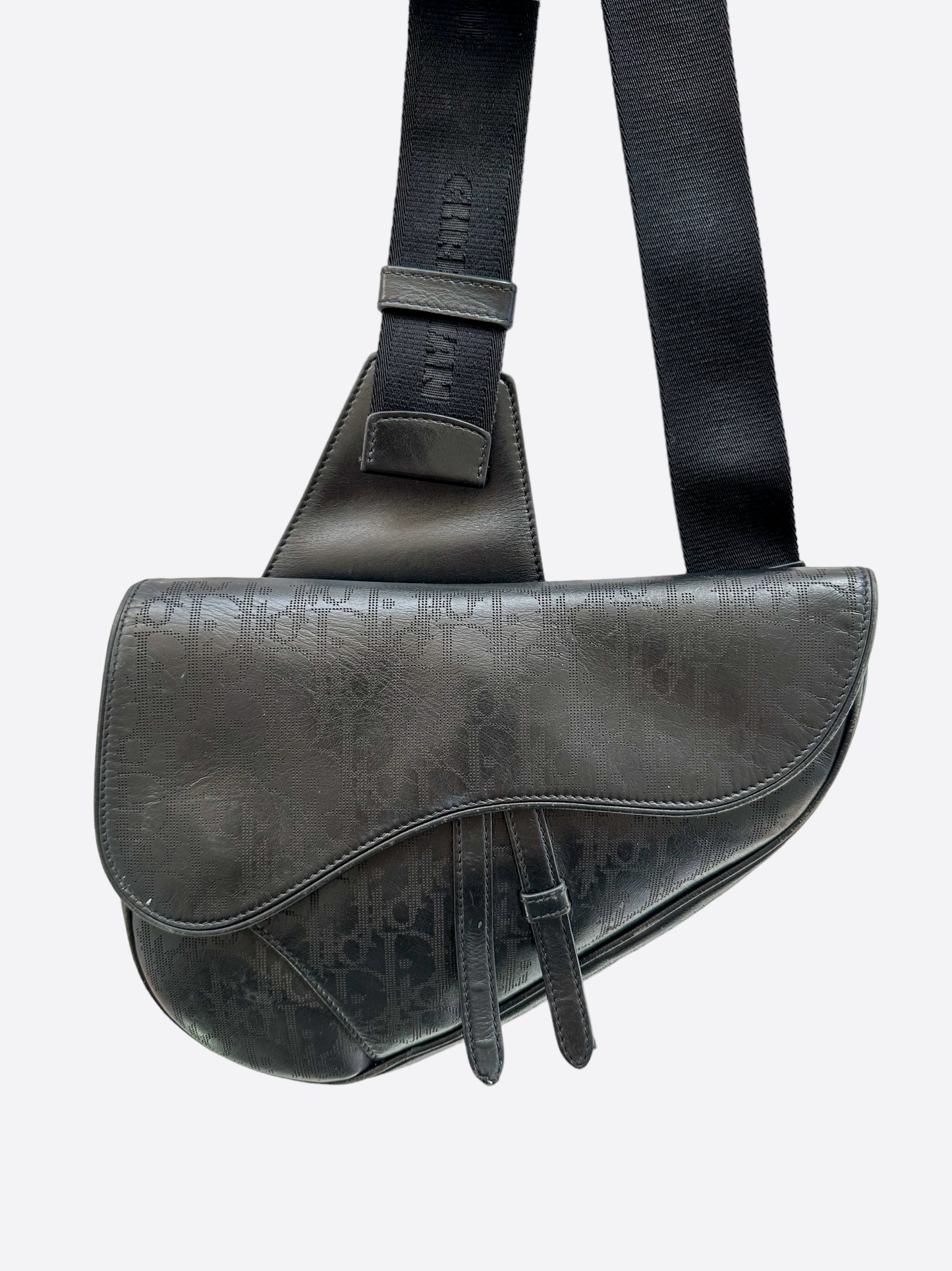 Dior Black Oblique Galaxy Leather Saddle Bag