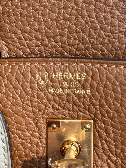 Hermes Brown Bi-Color Togo & Gold Hardware Birkin 25