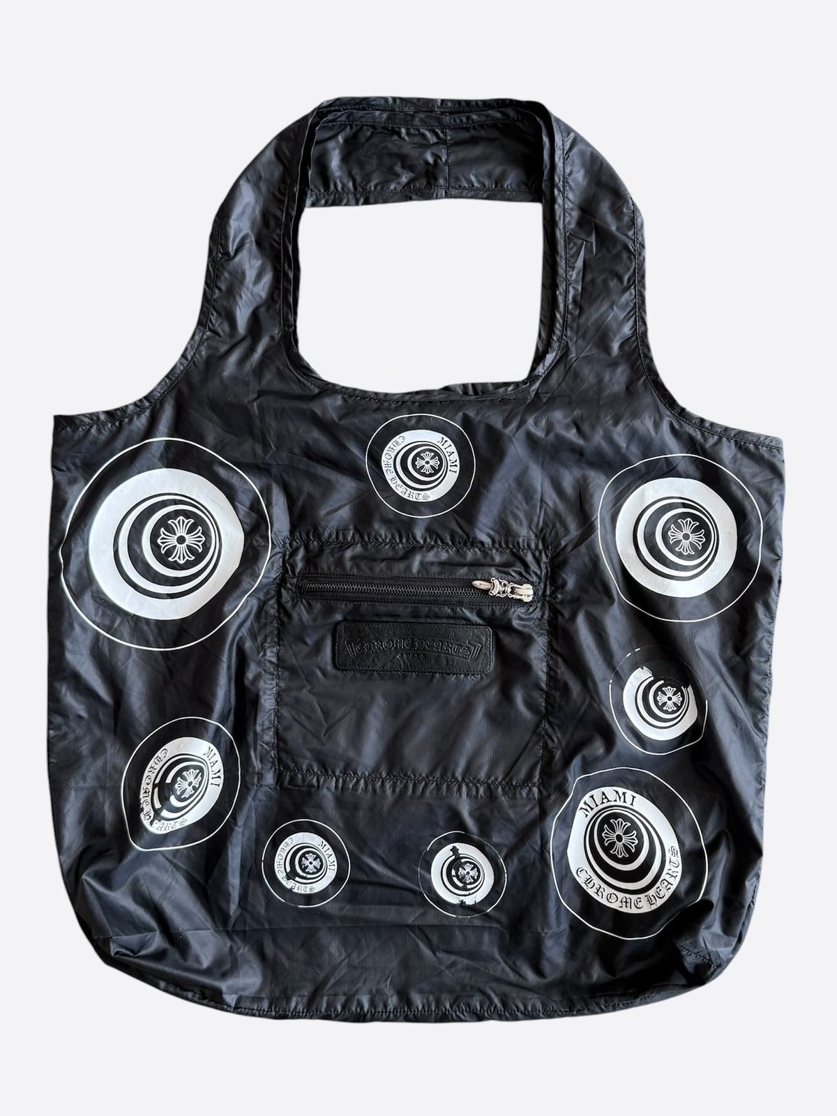 Chrome Hearts Miami Exclusive Black & White Cross Logo Nylon Tote Bag