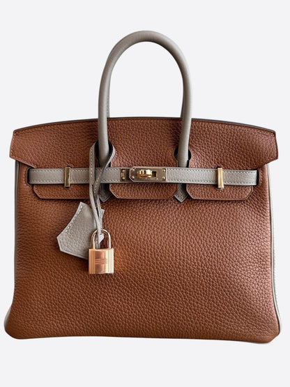 Hermes Brown Bi-Color Togo & Gold Hardware Birkin 25