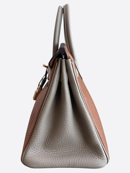 Hermes Brown Bi-Color Togo & Gold Hardware Birkin 25
