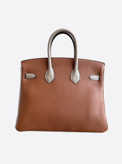 Hermes Brown Bi-Color Togo & Gold Hardware Birkin 25