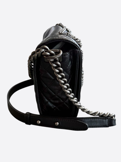 Chanel Black Quilted Calfskin Enchained Medium Boy Bag