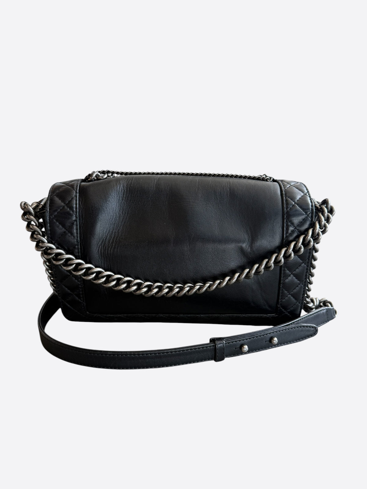 Chanel Black Quilted Calfskin Enchained Medium Boy Bag
