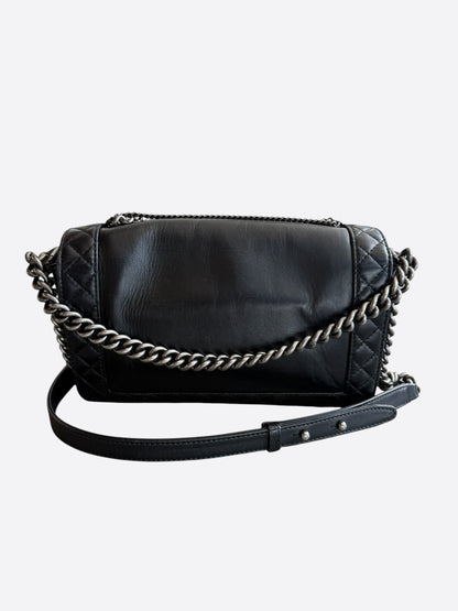 Chanel Black Quilted Calfskin Enchained Medium Boy Bag