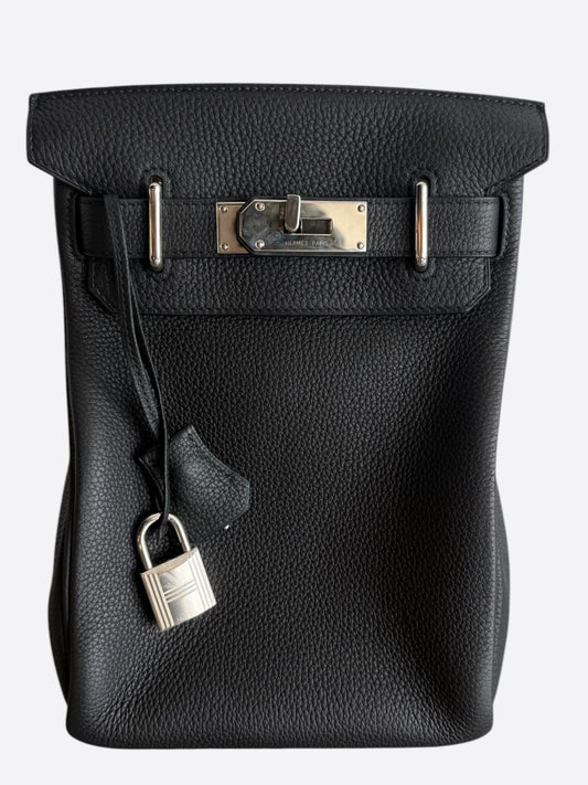 Hermes Black Togo & Palladium Hardware HAC A Dos PM Backpack
