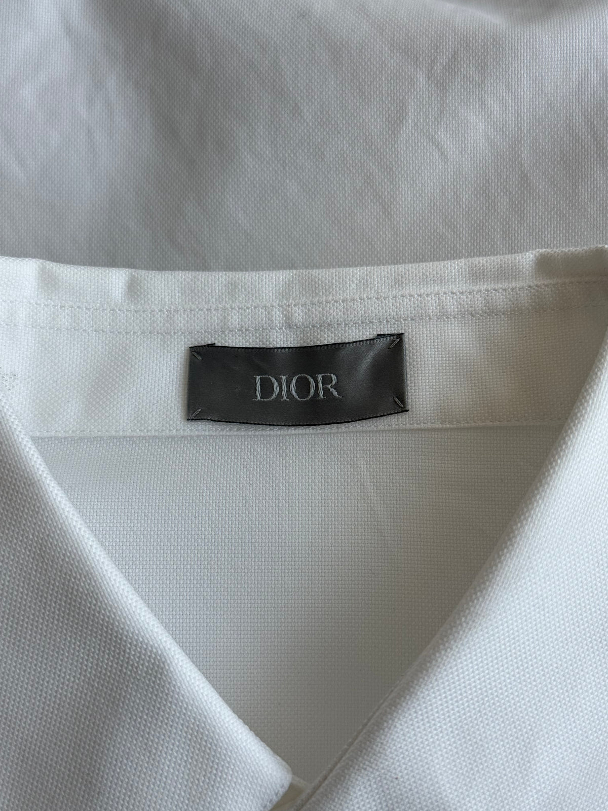Dior Stussy White Embroidered Logo Button Up Shirt