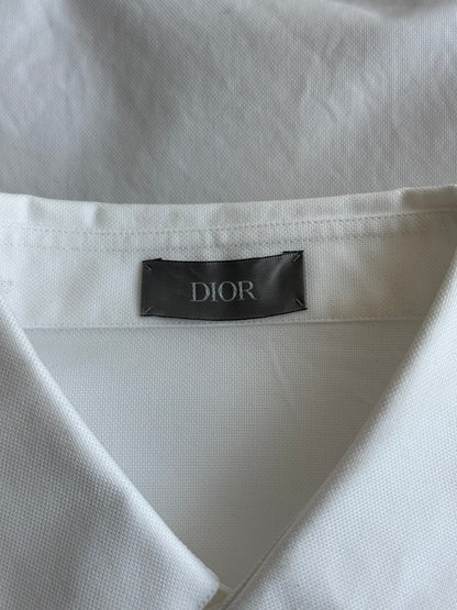 Dior Stussy White Embroidered Logo Button Up Shirt