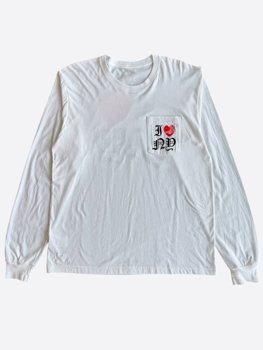 Chrome Hearts White & Red NY Longsleeve T-Shirt