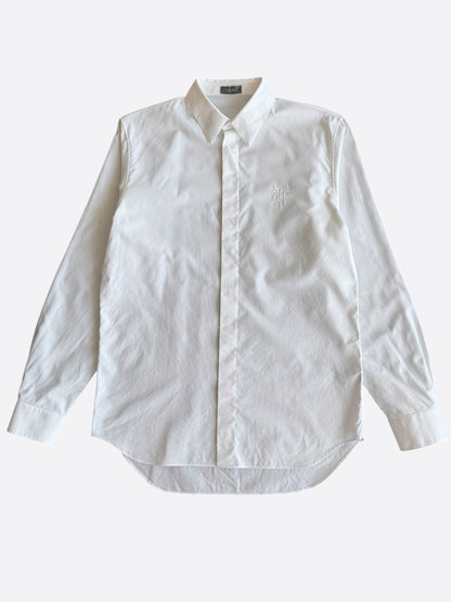 Dior Stussy White Embroidered Logo Button Up Shirt