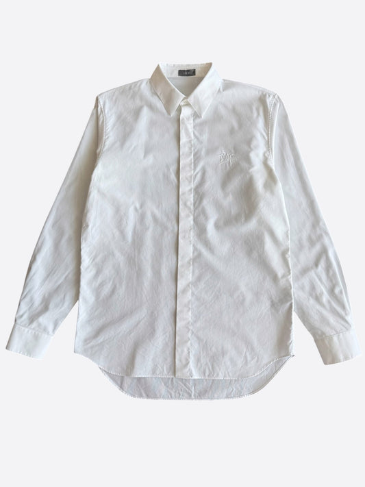 Dior Stussy White Embroidered Logo Button Up Shirt
