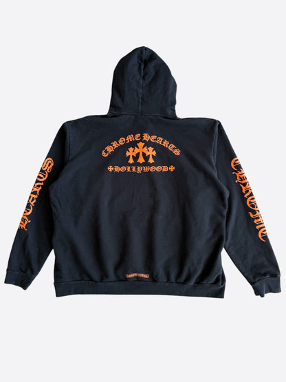Chrome Hearts Black & Orange Triple Cross Logo Hoodie