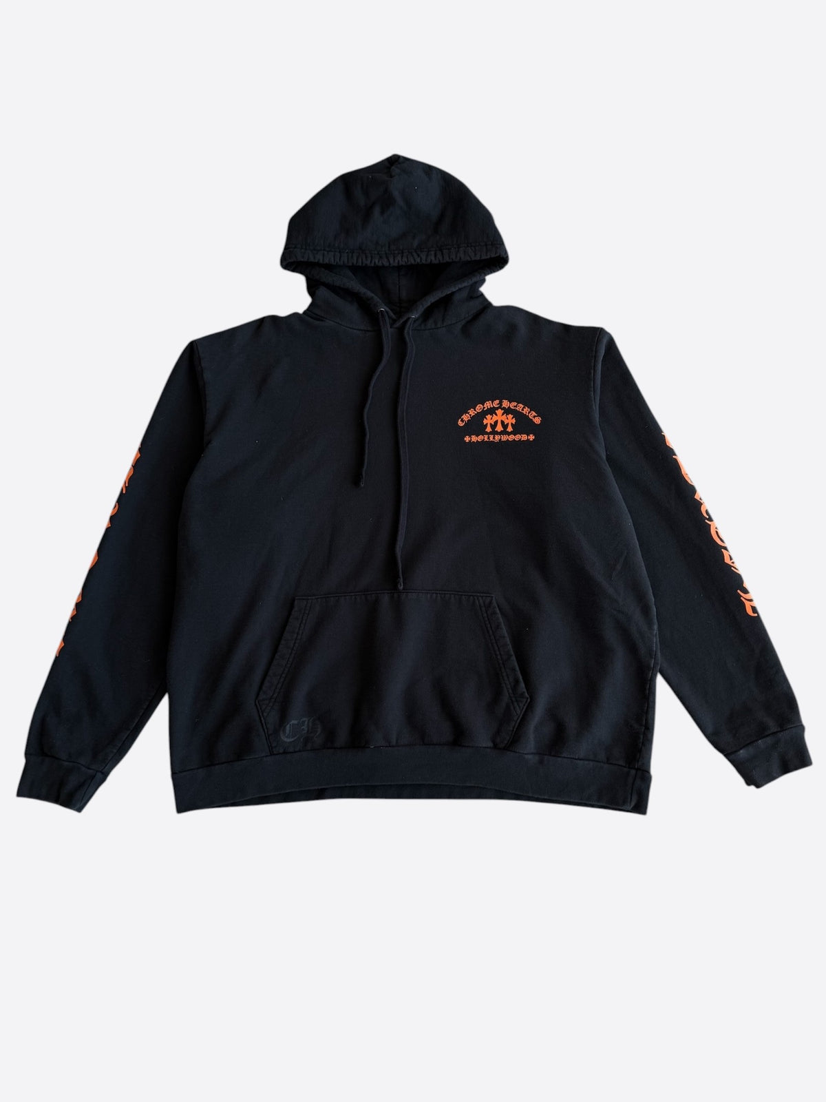 Chrome Hearts Black & Orange Triple Cross Logo Hoodie