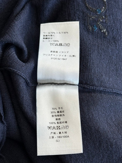 Dior Navy & Black Embroidered Logo Turtleneck Wool Sweater