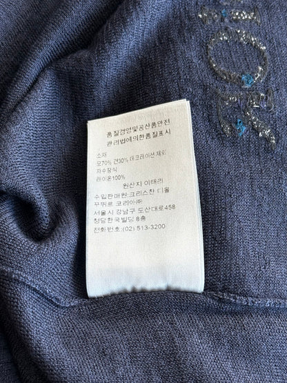 Dior Navy & Black Embroidered Logo Turtleneck Wool Sweater