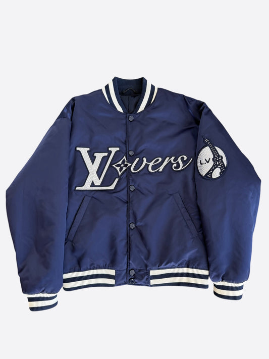 Louis Vuitton Navy & White Crystal Lovers Varsity Jacket