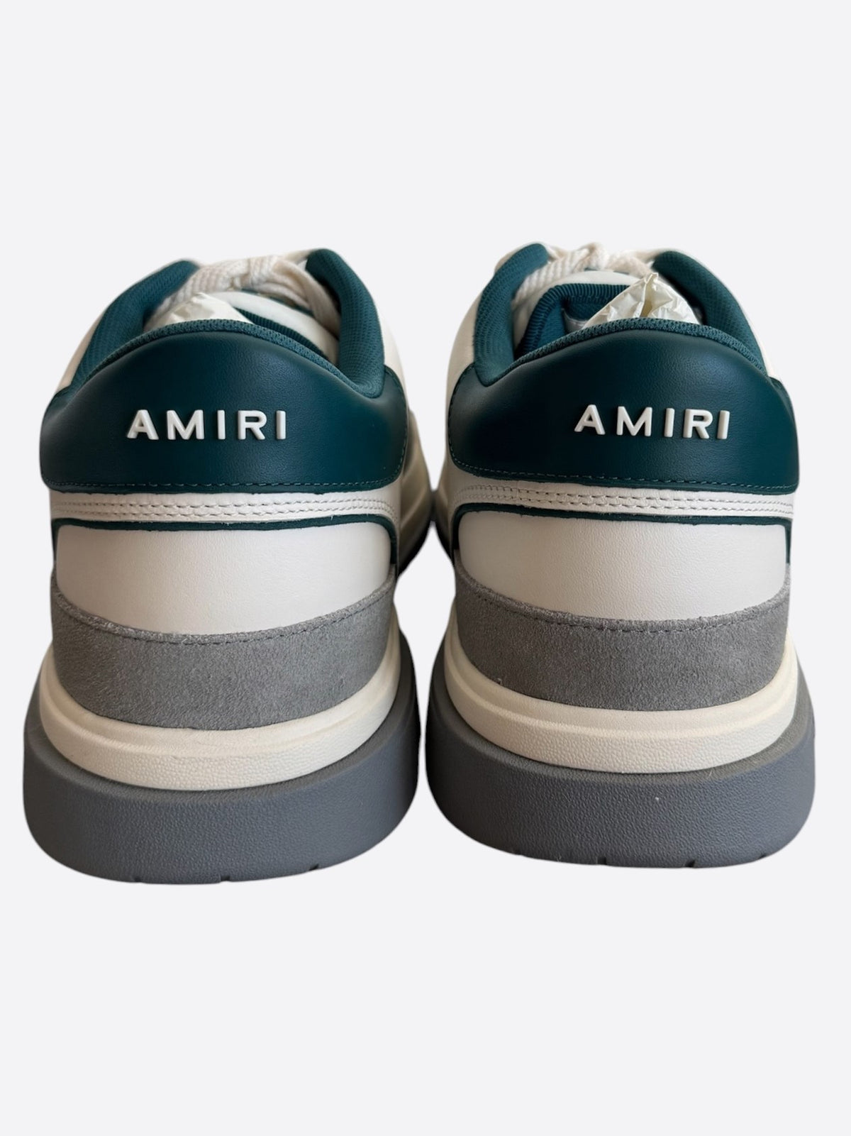 Amiri White, Grey & Teal Classic Logo Low Top Sneakers