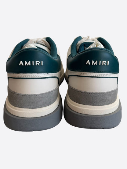 Amiri White, Grey & Teal Classic Logo Low Top Sneakers
