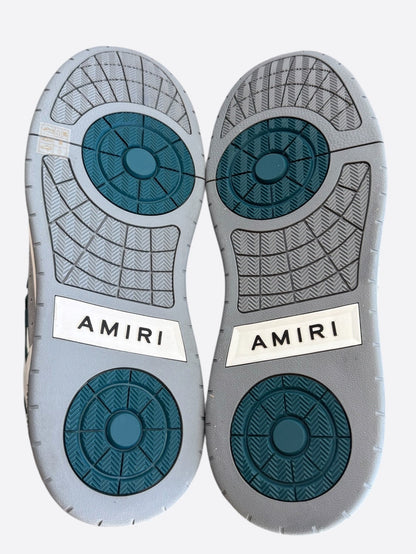Amiri White, Grey & Teal Classic Logo Low Top Sneakers