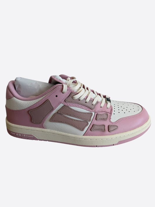Amiri Pink & White Skeleton Low Top Sneakers