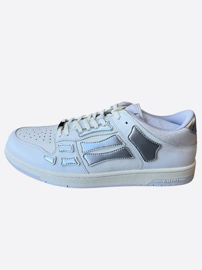 Amiri White & Silver Skeleton Low Top Sneakers