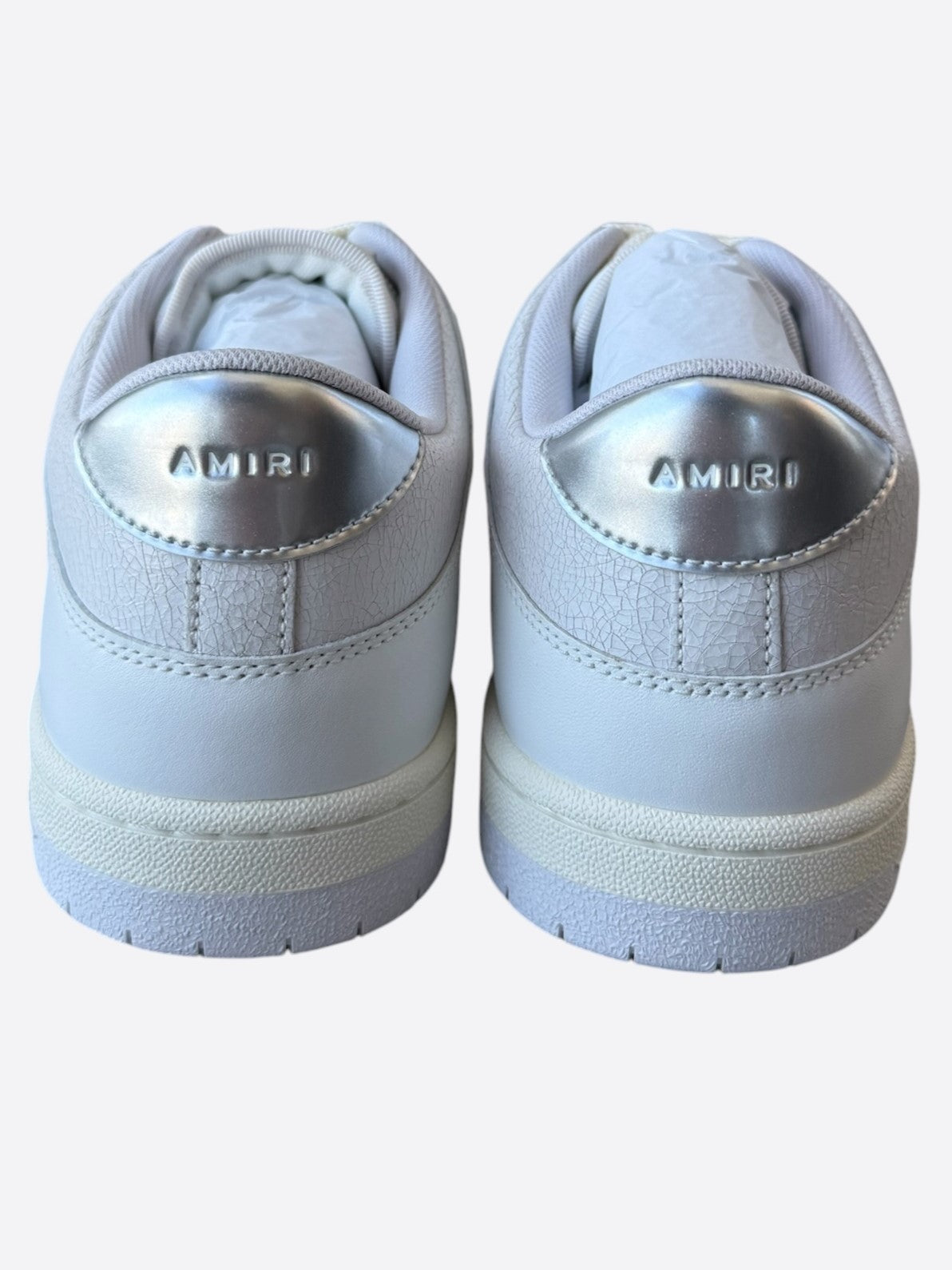 Amiri White & Silver Skeleton Low Top Sneakers