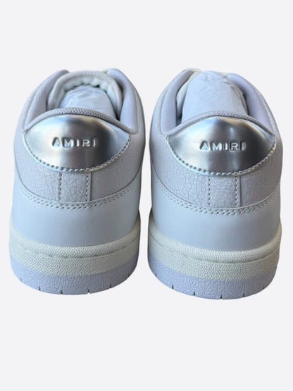 Amiri White & Silver Skeleton Low Top Sneakers