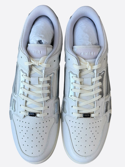 Amiri White & Silver Skeleton Low Top Sneakers