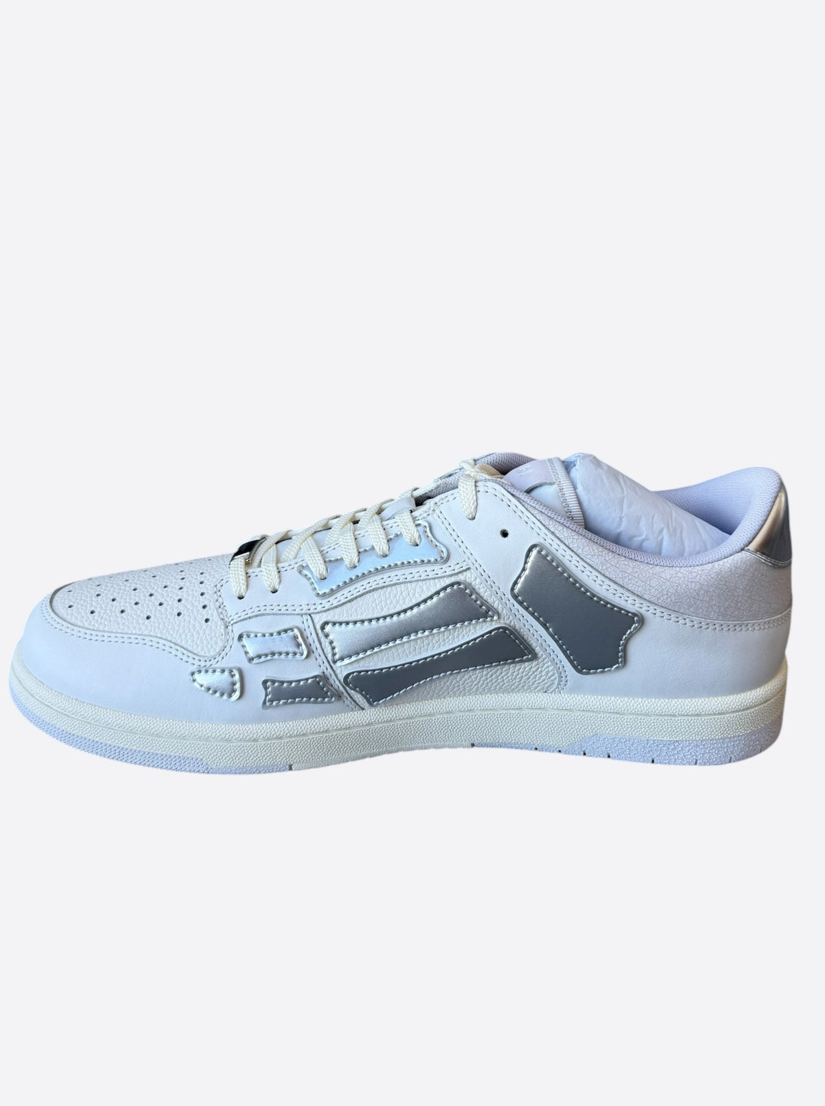 Amiri White & Silver Skeleton Low Top Sneakers
