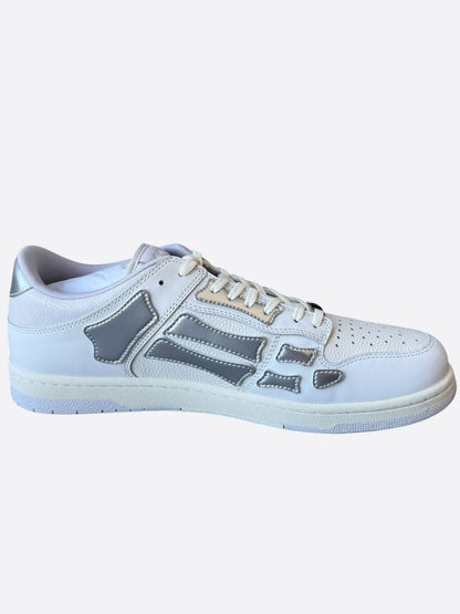 Amiri White & Silver Skeleton Low Top Sneakers