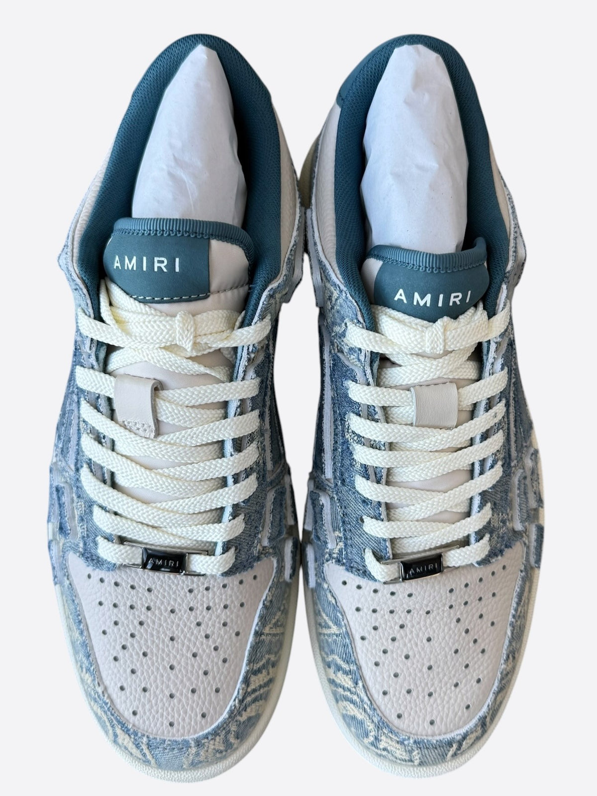 Amiri White & Denim Bandana Skeleton Low Top Sneakers