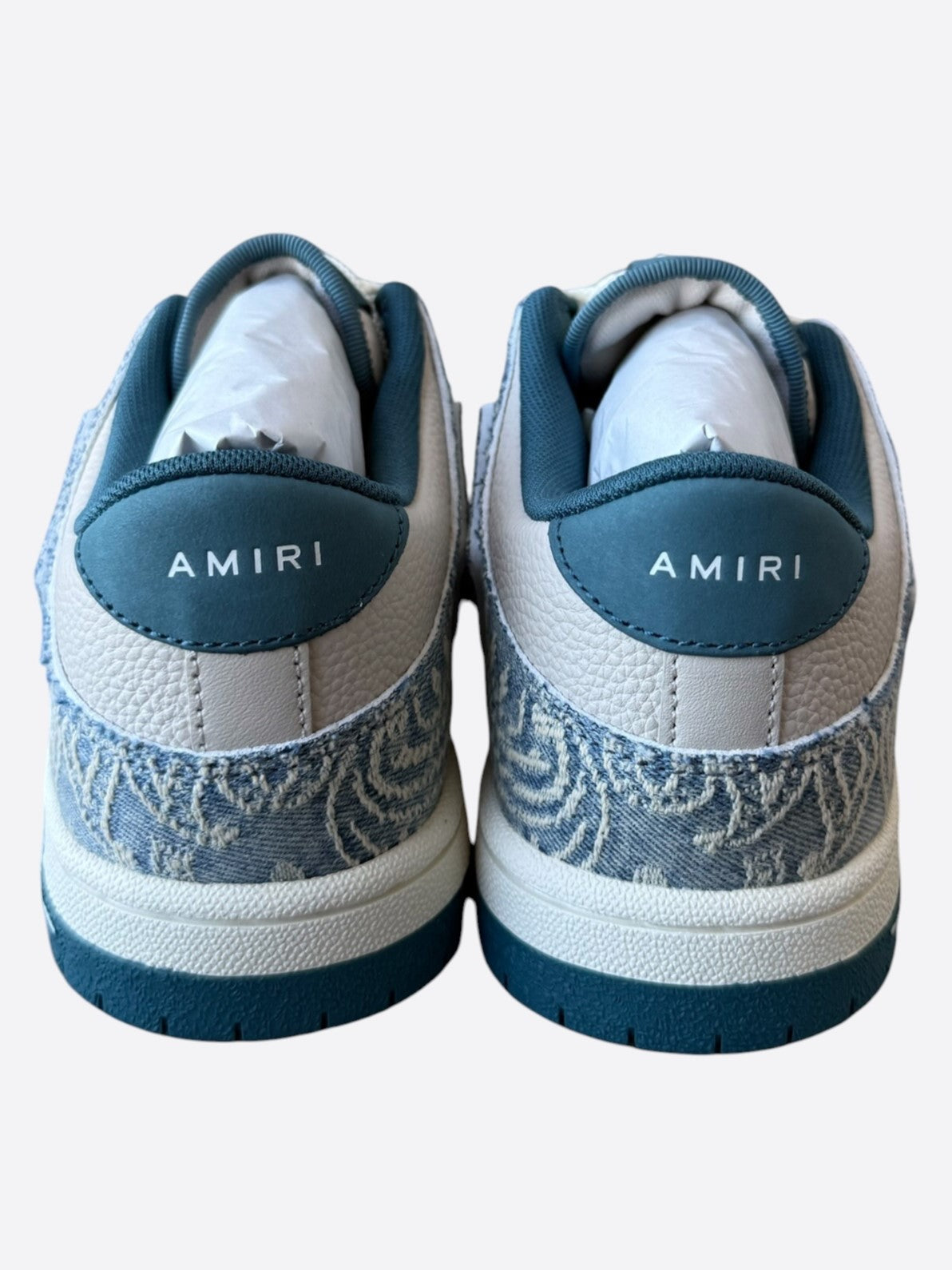 Amiri White & Denim Bandana Skeleton Low Top Sneakers