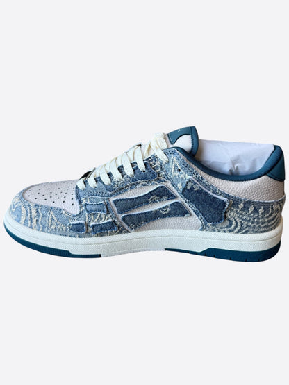 Amiri White & Denim Bandana Skeleton Low Top Sneakers