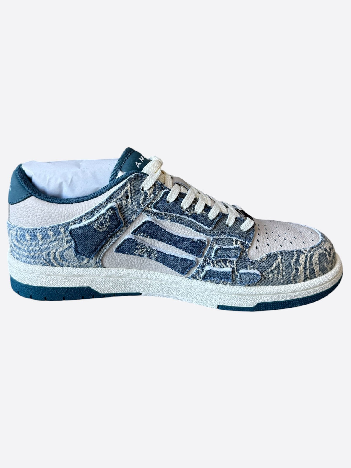 Amiri White & Denim Bandana Skeleton Low Top Sneakers