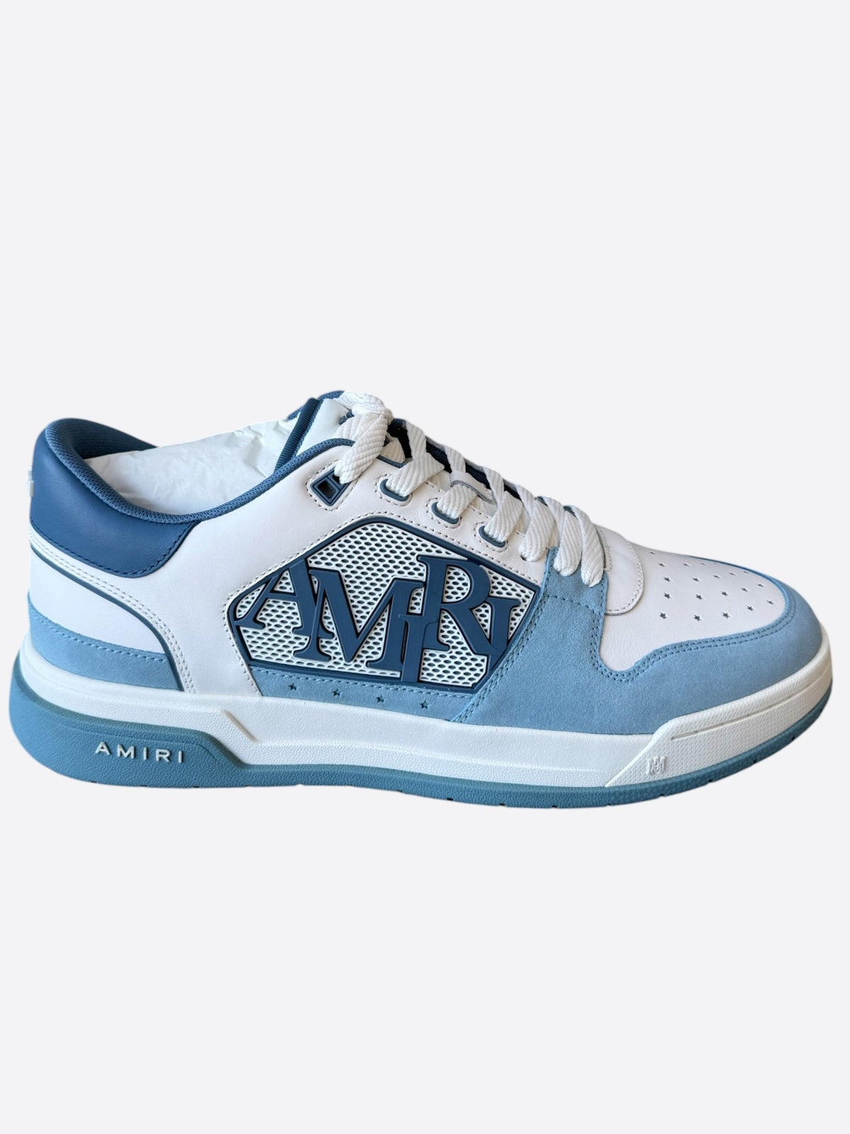 Amiri White & Blue Classic Logo Low Top Sneakers