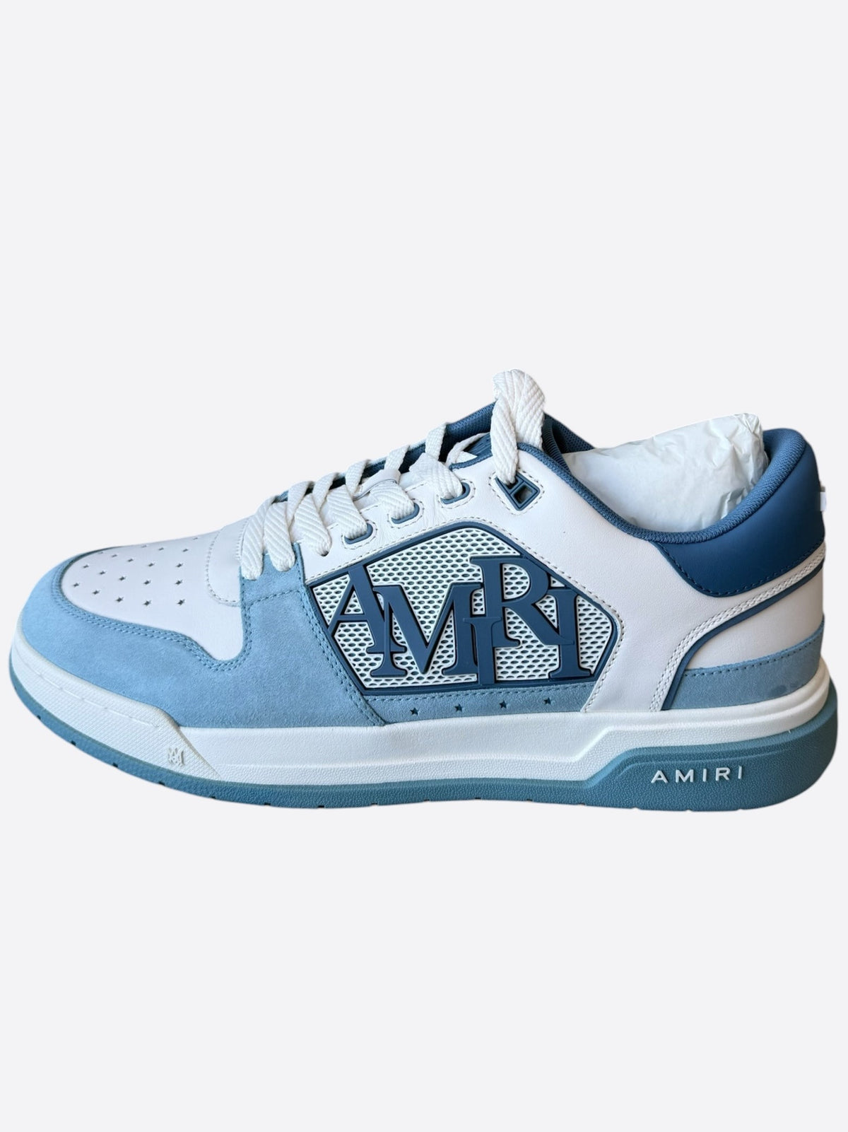 Amiri White & Blue Classic Logo Low Top Sneakers