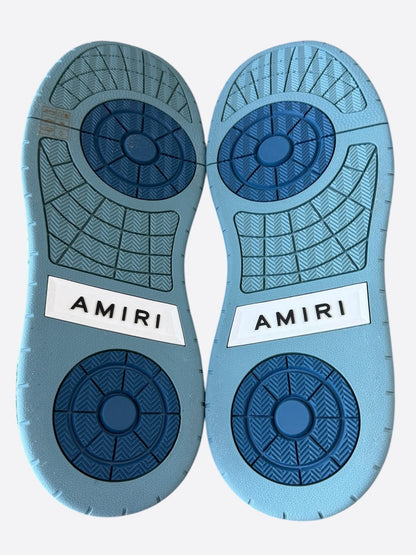 Amiri White & Blue Classic Logo Low Top Sneakers