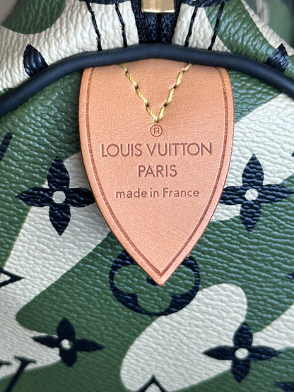 Louis Vuitton Takashi Murakami Green Camouflage Monogram Speedy 35