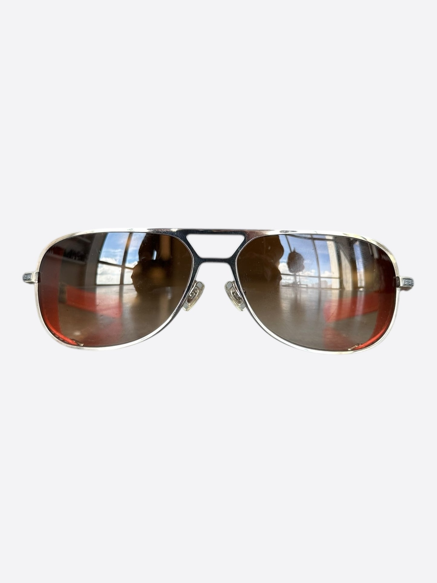 Chrome Hearts Orange & Silver Stepchild Aviator Sunglasses