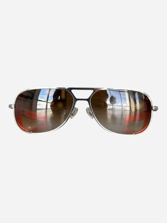 Chrome Hearts Orange & Silver Stepchild Aviator Sunglasses