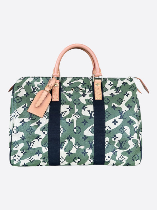 Louis Vuitton Takashi Murakami Green Camouflage Monogram Speedy 35
