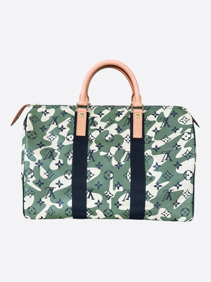 Louis Vuitton Takashi Murakami Green Camouflage Monogram Speedy 35