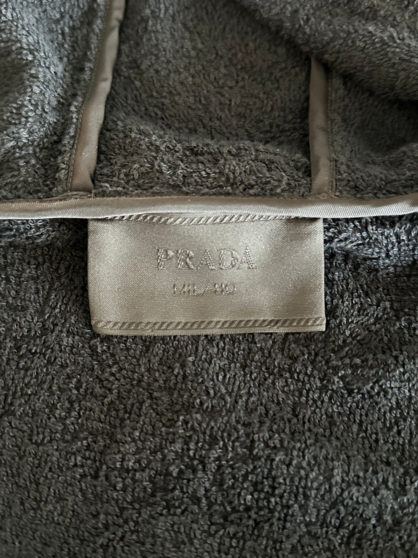 Prada Black Towel Logo Zip Up Hoodie