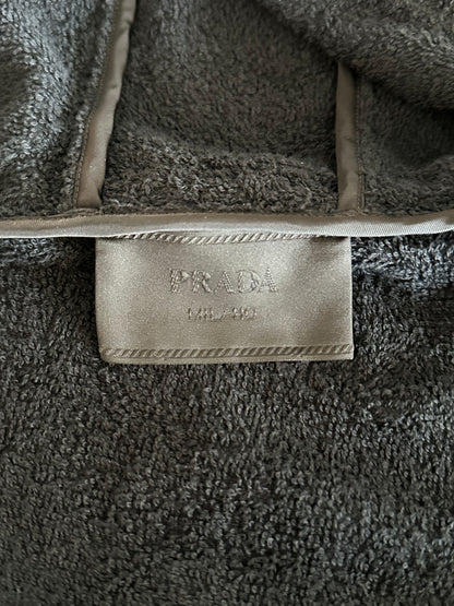 Prada Black Towel Logo Zip Up Hoodie