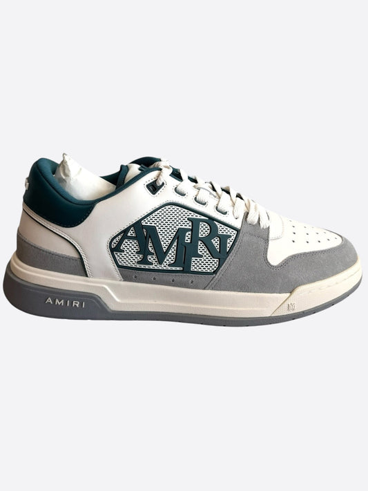 Amiri White, Grey & Teal Classic Logo Low Top Sneakers