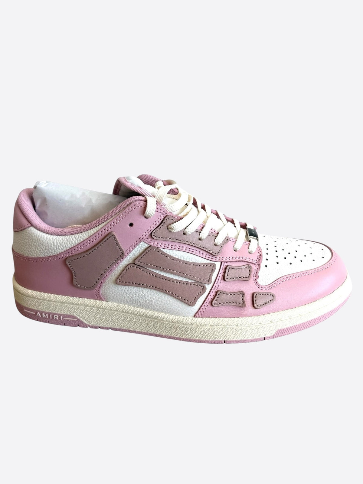 Amiri Pink & White Skeleton Low Top Sneakers