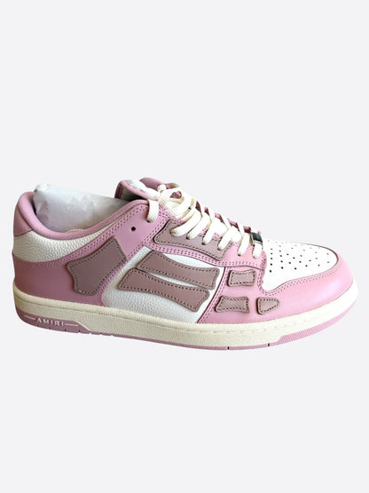 Amiri Pink & White Skeleton Low Top Sneakers