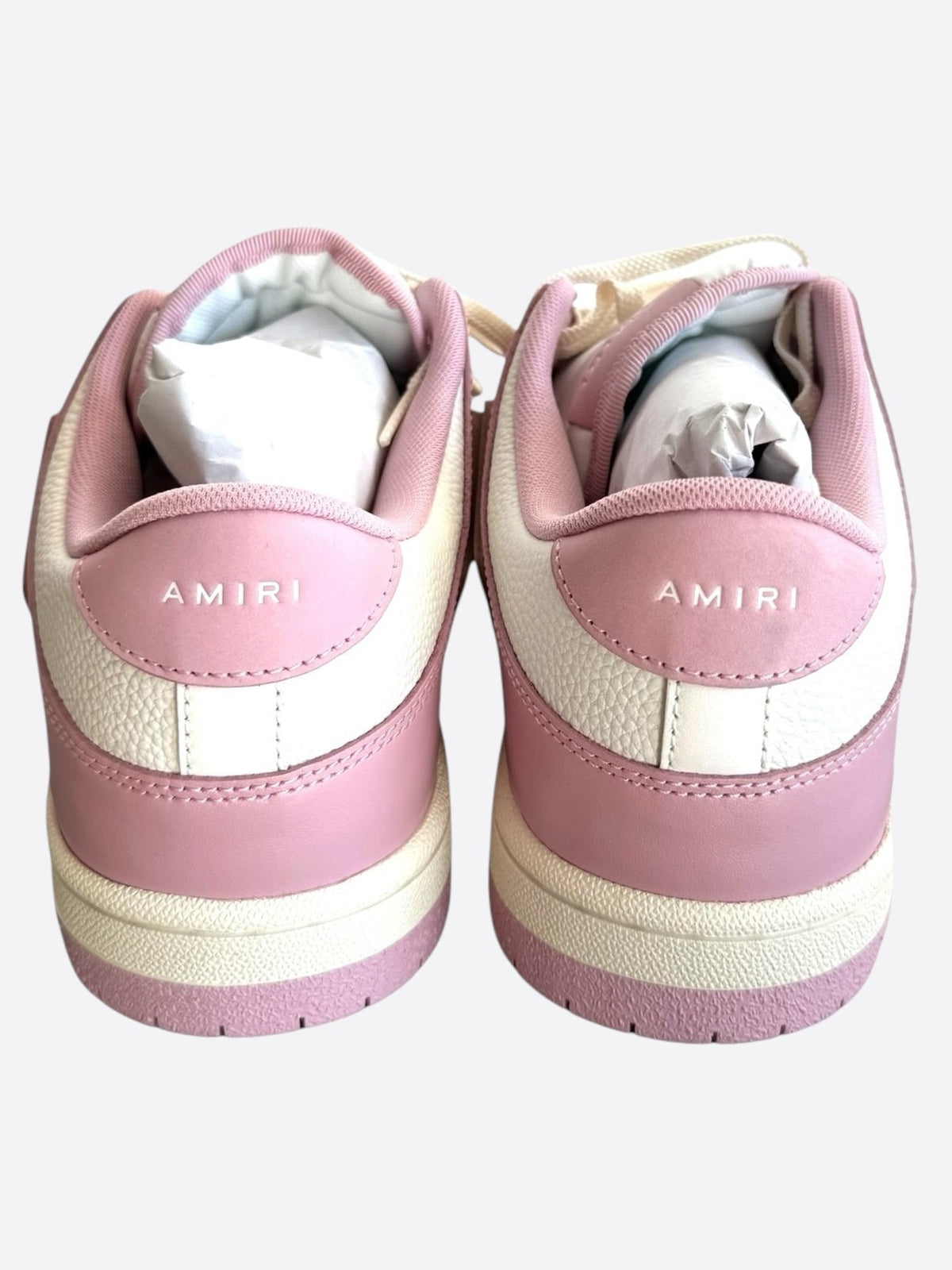 Amiri Pink & White Skeleton Low Top Sneakers
