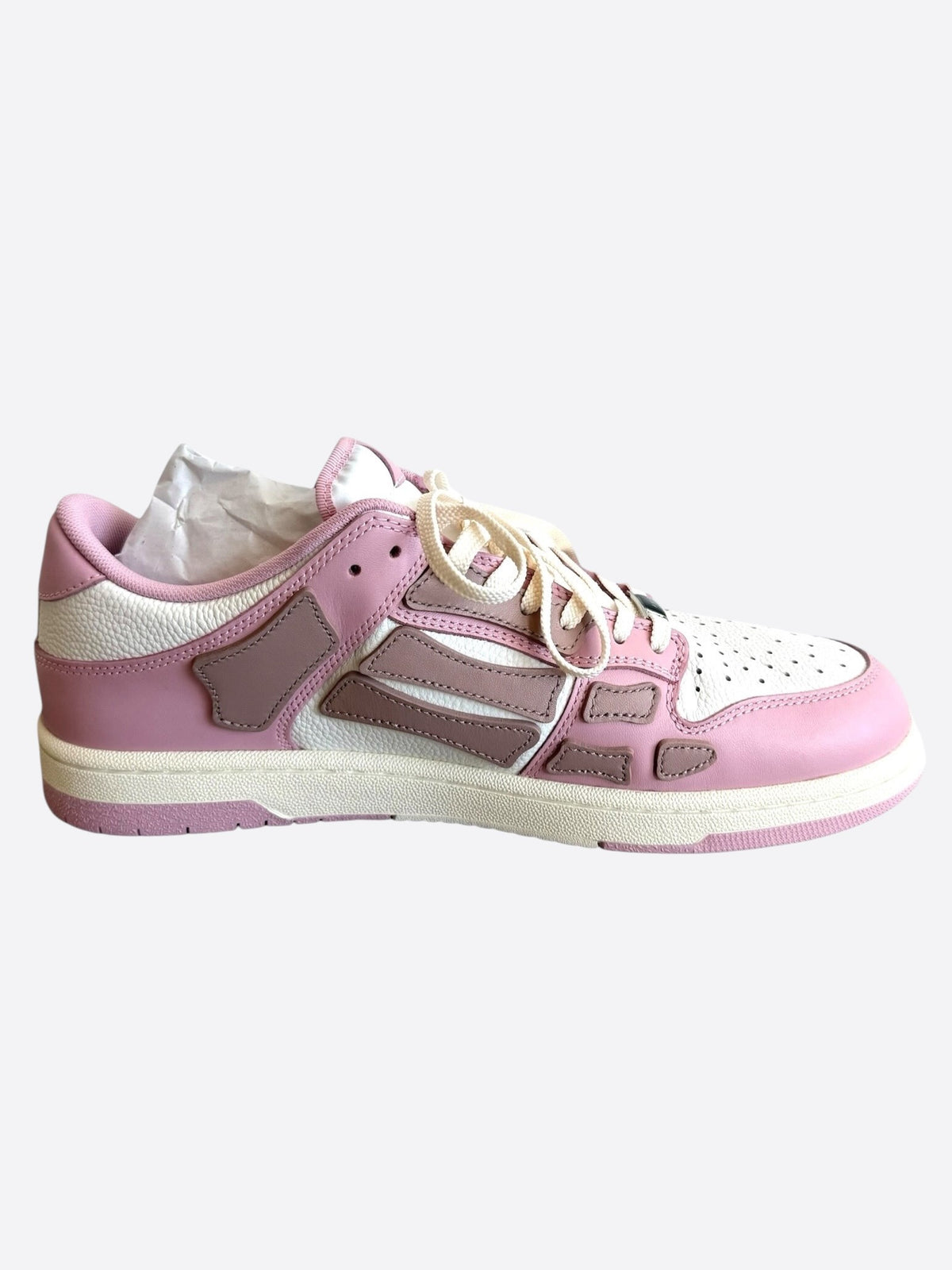 Amiri Pink & White Skeleton Low Top Sneakers